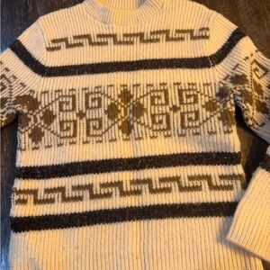 Vintage Pendleton Beige and Brown Patterned Crewneck Sweater. Western wear.